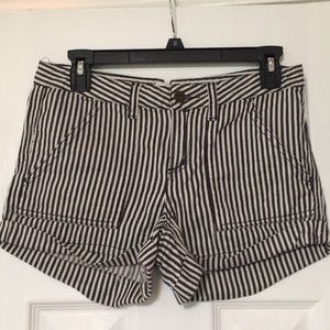 navy & white striped shorts